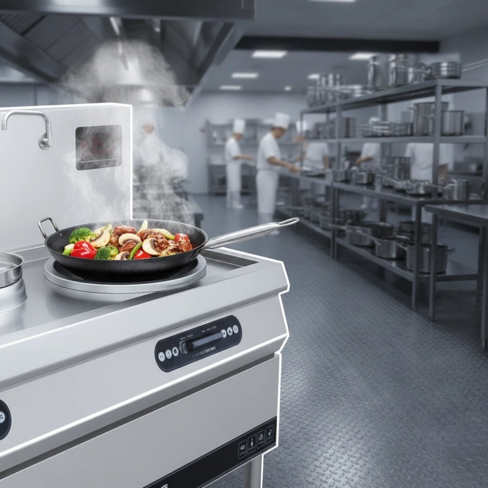 Commercial Induction Cooker 12kw Concave Wok for Chinese Cuisine Kitchen