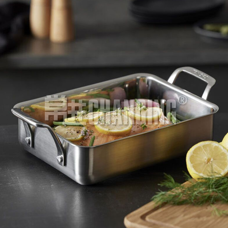 Stainless Steel Turkey Roaster Include Deep Lasagna Pan V-Shaped Rack Roasting Rack Dishwasher Safe