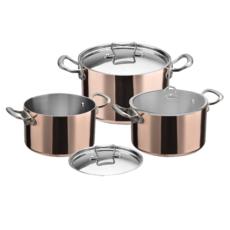 Factory Stainless Steel 3-Ply Copper Casserole Pot Saucepan Oval Cookware