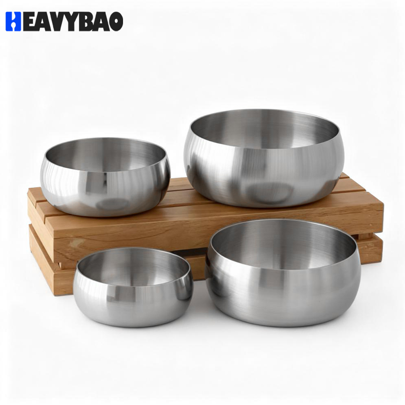 Heavybao Factory Direct Food Grade Stainless Steel Deep Large Size Salad Mixing Bowl