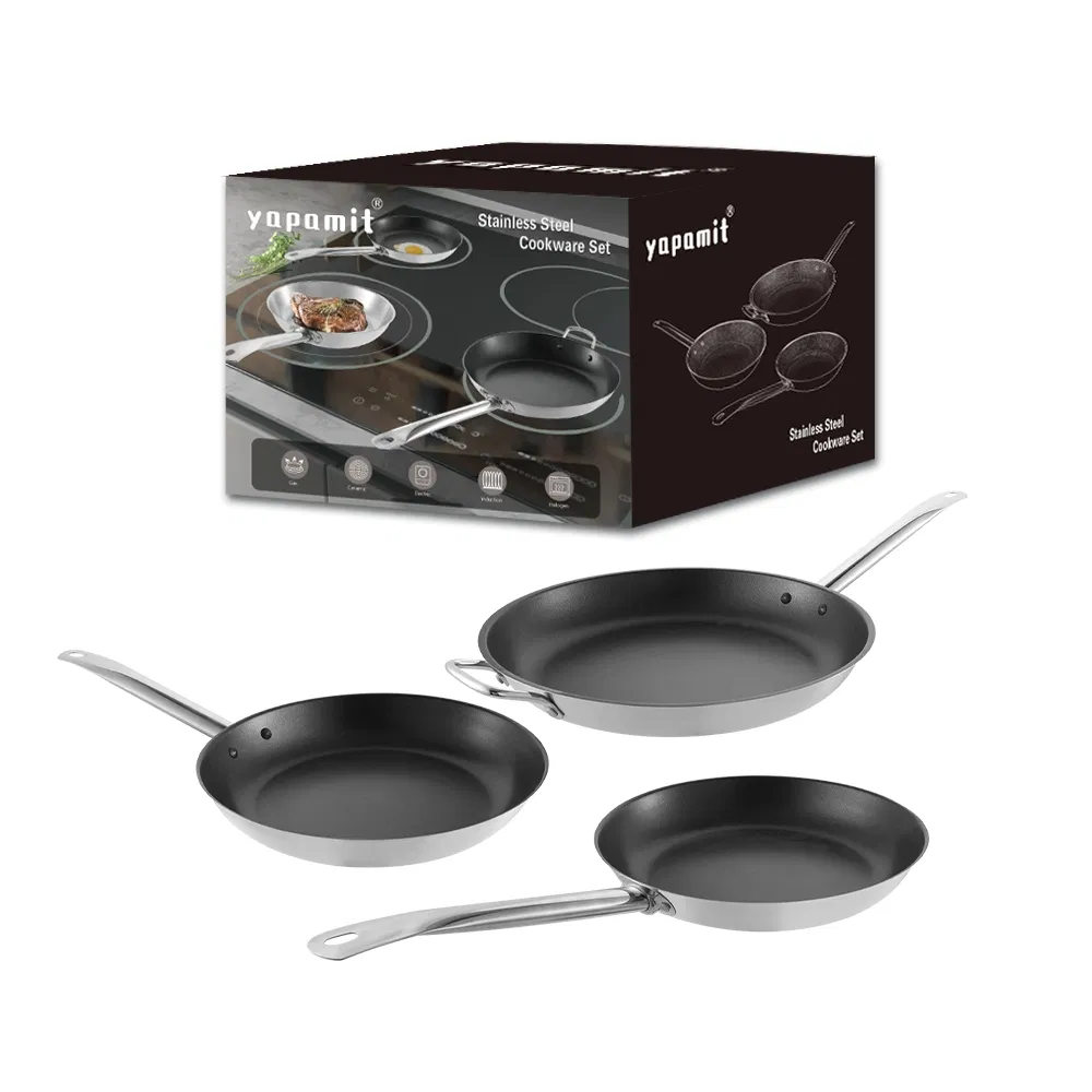 Factory Canton Fair Kitchenware Stainless Steel Cookware Non Stick Frying Pan Set