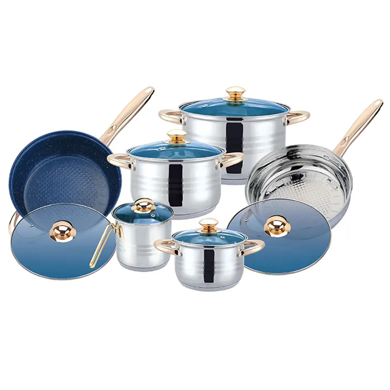 12PCS Cookware Set kitchen Accessories Stainless Steel Cooking Pot Kitchenware Cookware Safe for The Stovetop Dishwasher Safe, Silver