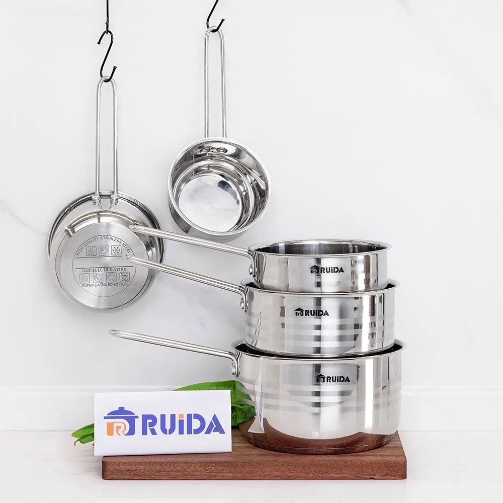 5PCS Stainless Steel Long Wire Handle Saucepan Set W/O Lid