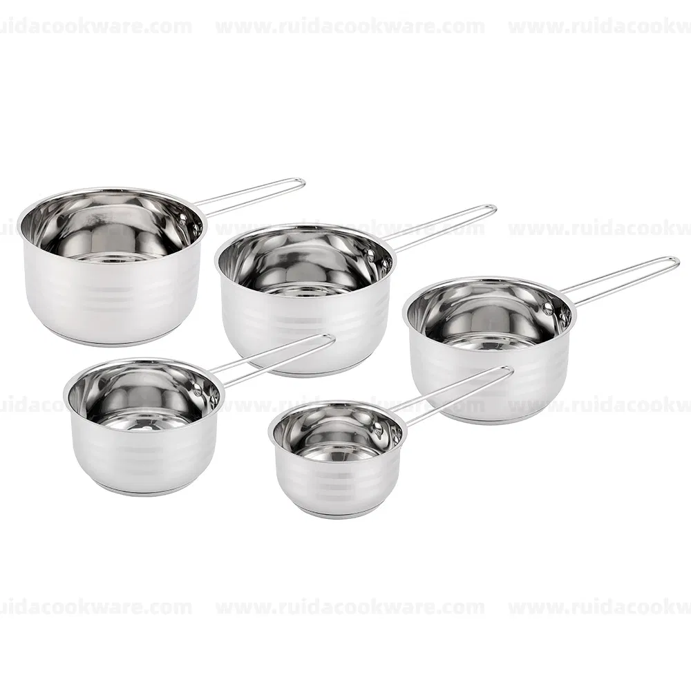 5PCS Stainless Steel Long Wire Handle Saucepan Set W/O Lid