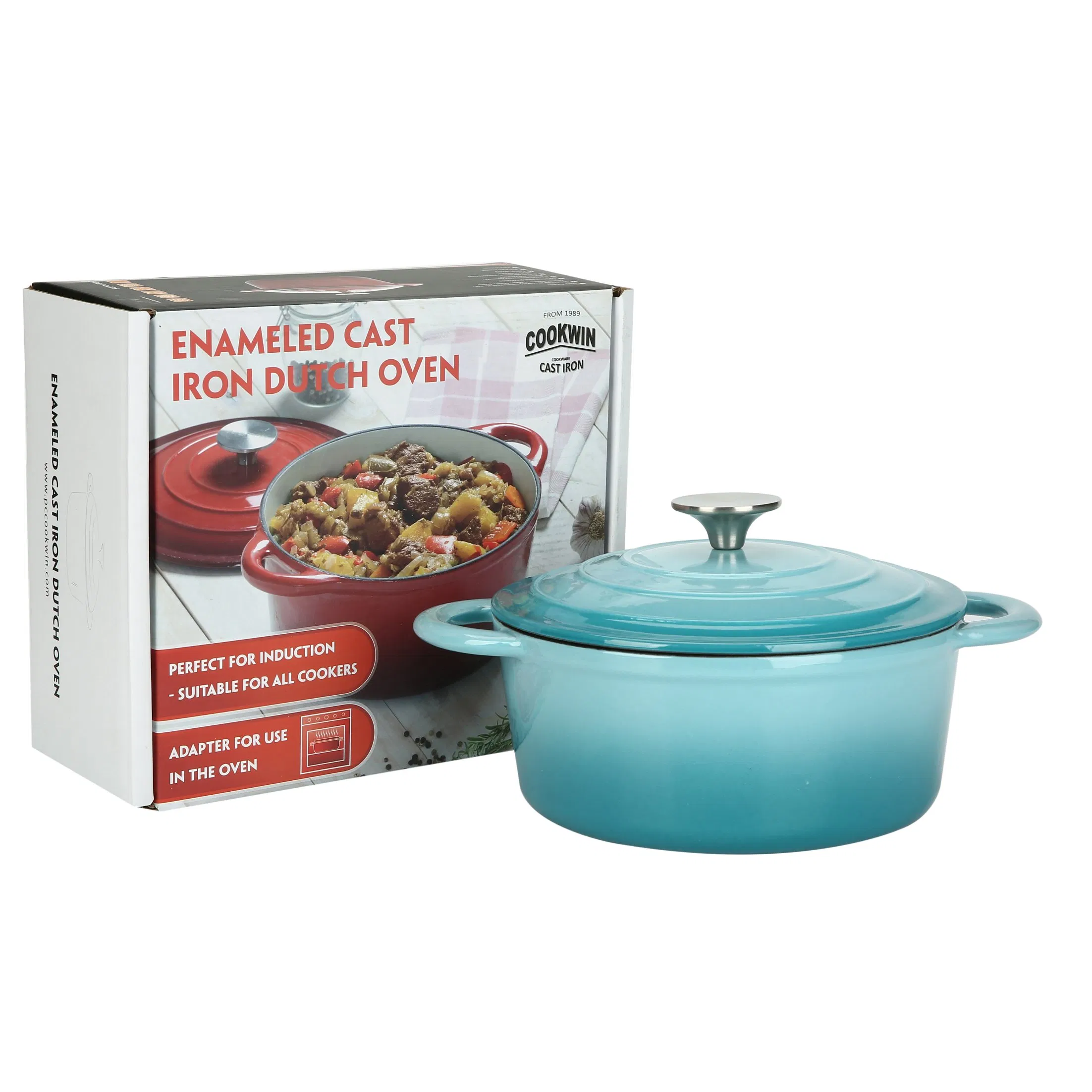 26cm 4.5L Enamel Cast Iron Casserole Stock Pot with Stainless Steel Knob