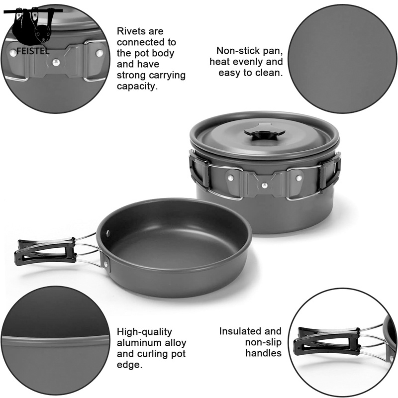 Compact and Lightweight Cookware Mess Kit for Camping Enthusiasts