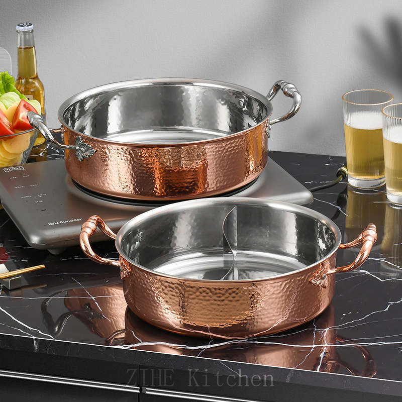 Stainless Steel Golden Double Ear Commercial Induction Cooker and Household Cookware
