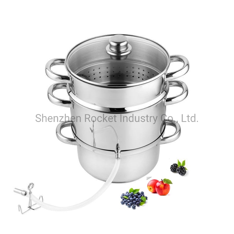 8.0 Liters Stainless Steel 26 Cm Juicer Maker Set for Health Food Grade Fruit Juicer Steamer with Glass Lid