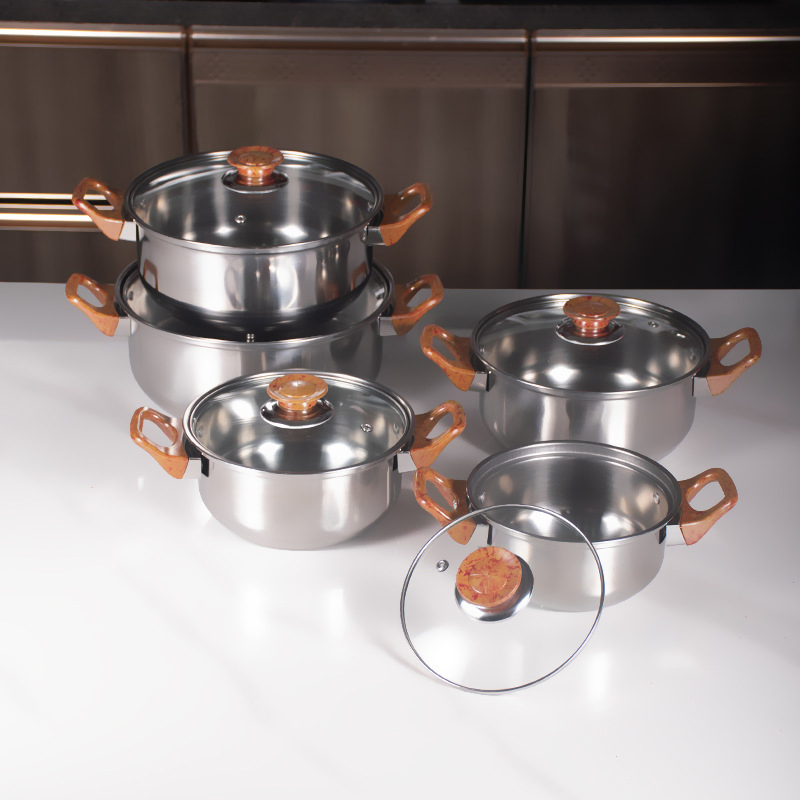 Stainless Steel Cookware Set 10 Piece Induction Cookware Kitchen Cooking Set Fry Pans Pots and Pans Kitchen Essentials