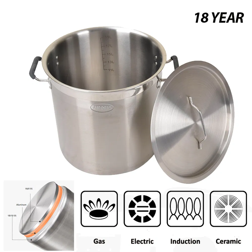 50 Qt Comercial Kitchen 40 Cm Stainless Steel Cooking Stock Pot