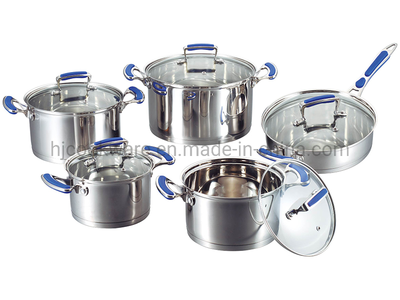 Best Quality Professional 6/10PCS Stainless Steel Cookware with Wire Handle