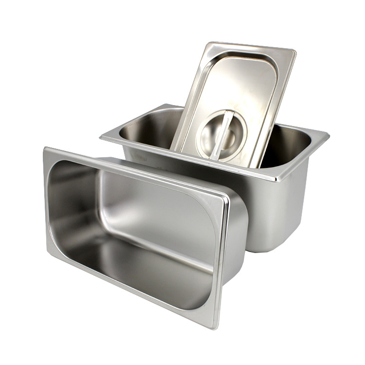 Stainless Steel Rectangular Commercial Portion Pans for Milk Tea, Jam, Spicy Hot Pot – Canteen Food Pans