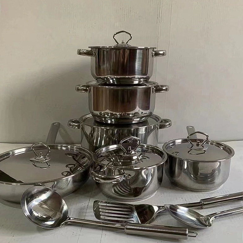 Stainless Steel Cookware Set 35PCS Pot Set with Multi-Layer Bottom