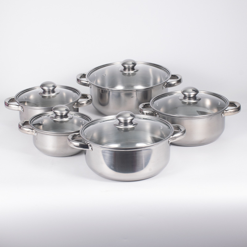 Factory Stainless Steel Cooking Pot Set Induction Bottom Casserole Saucepan with Golden Handles for Gas Stove for Home Use Premium Kitchen Cookware Set