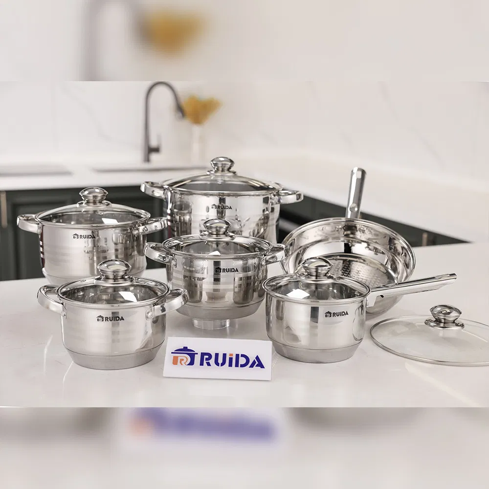Stainless Steel Non-Stick Commercial Induction German Cookware Set Glass Lid