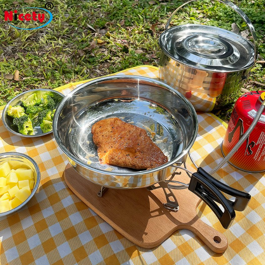 Lightweight Outdoor Backpack Cooking Suitable for Hiking Picnic Camping Stainless Steel Cookware