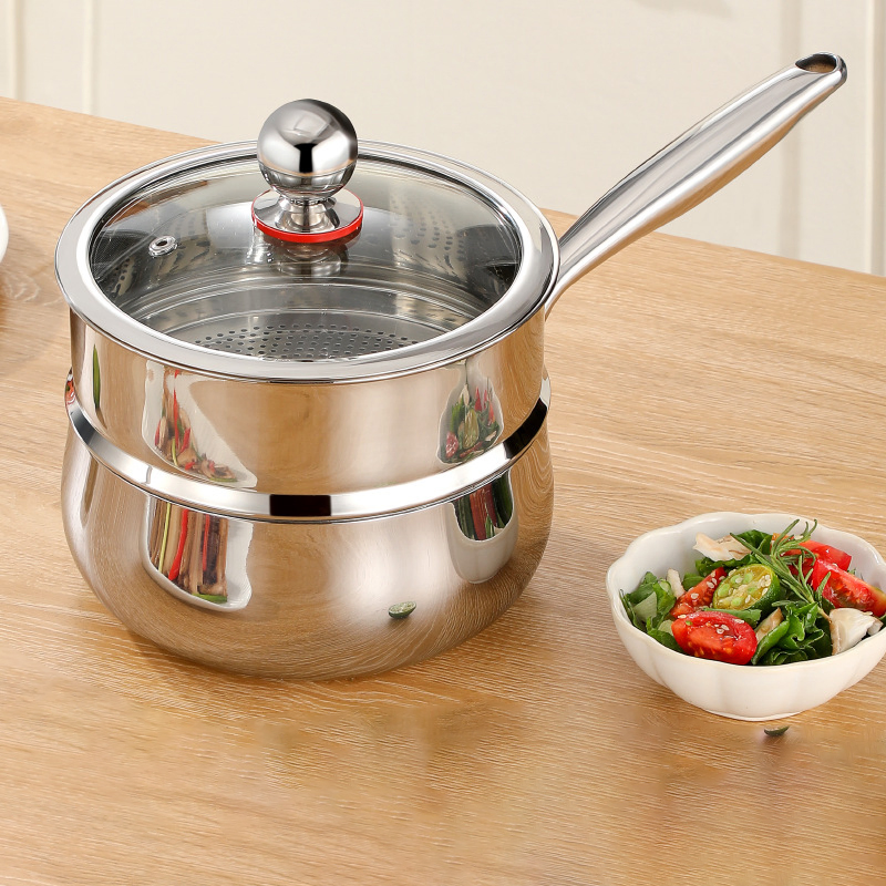 Food Grade 3 Layer Steel Snow Pan Milk Pot Soup Pot Steamer for Home Cooking Baby Food