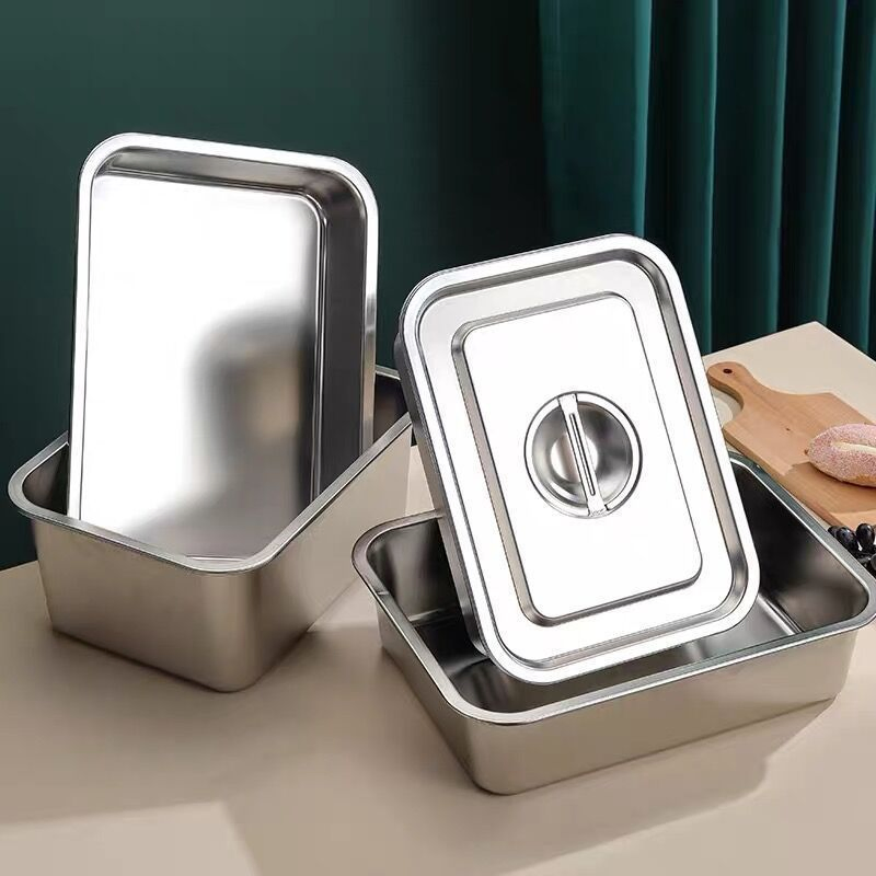 Stainless Steel Steam Pans &amp; Baking Sheets: Rectangular and Square Flat Bottom Pans for Commercial Cooking, Buffet, and Roasting Fish