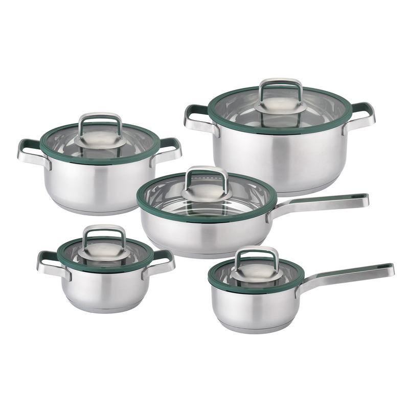 High-Quality 10-Piece Stainless Steel Cookware with Ergonomic Handles