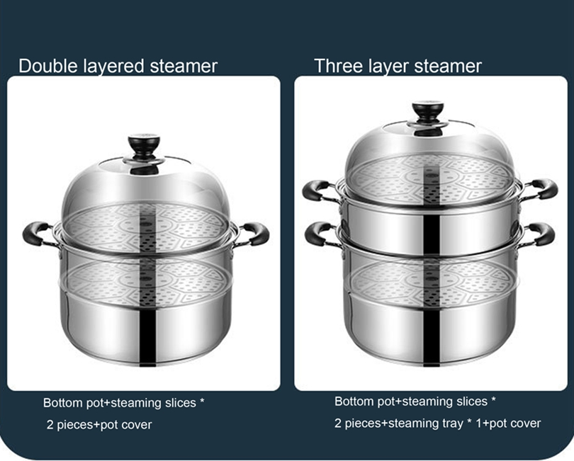 6PCS Stainless Steel Cookware Set Steamer Set