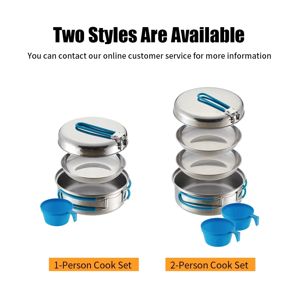 Lightweight 6-PCS Hiking Kitchen Set Stainless Steel Cookware for Two, Bulk Available