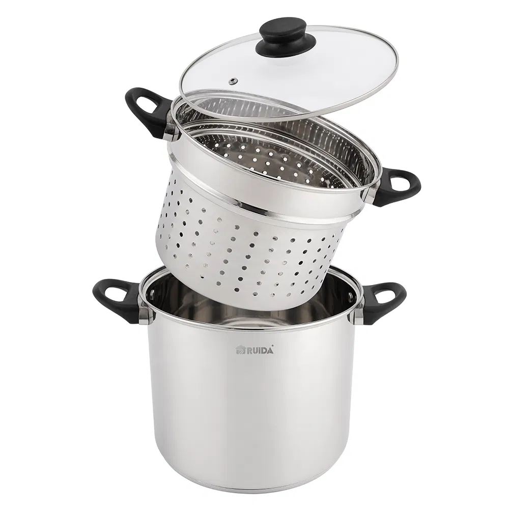 Bakelite Handle 3PCS Stainless Steel Cookware Set with Steamer