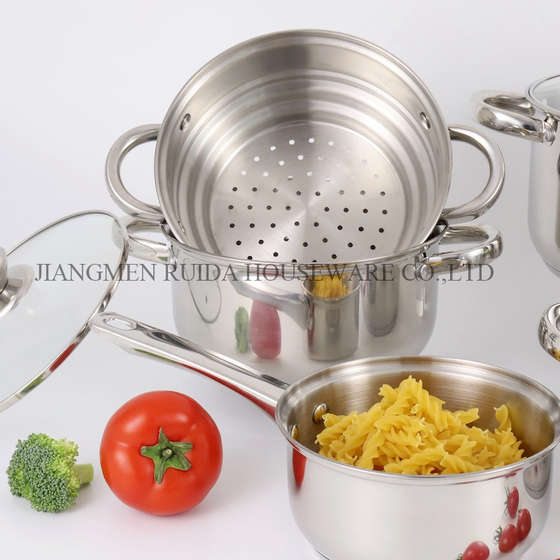Wholesale Supplier Kitchen Utensils Couscous Pot Steamer 10PCS Stainless Steel Cookware Set