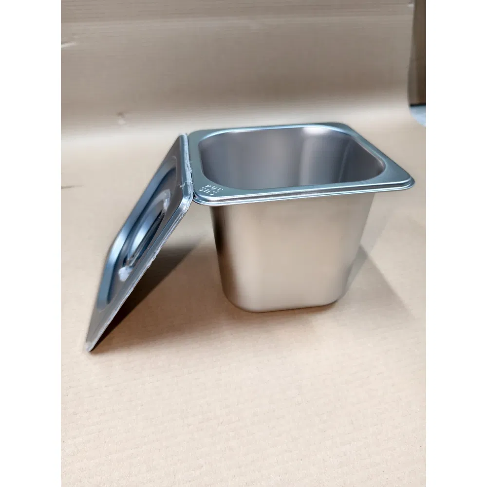 304 Stainless Steel Square Buffet Serving Plate Milk Tea Shop Jam Basin Pan with Lid