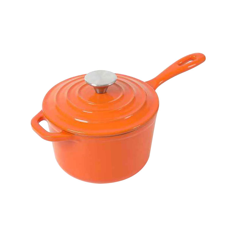 Cast Iron Saucepan with Helper Handle Milk Pot 2qt Small Sauce Pan with Stainless Steel Knob for Frying Roasting Baking Cookware