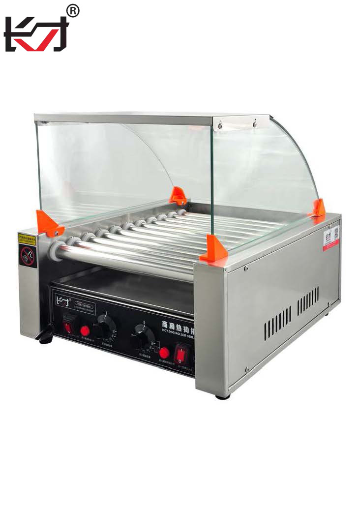 Commercial Hot Dog Rolling Grill Machine Electric Machine with Cover Commercial Grade High Performance Stainless Steel Multifunction Hot Dog Grill
