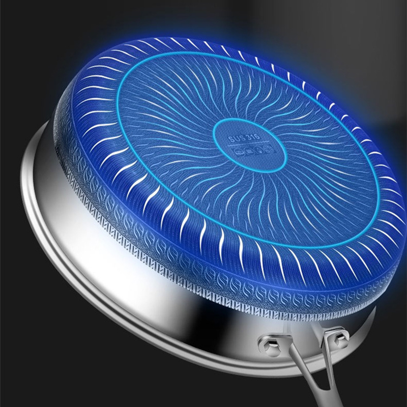 304 Stainless Steel Deep Steak Non Stick Frying Pan Household Honeycomb Wok