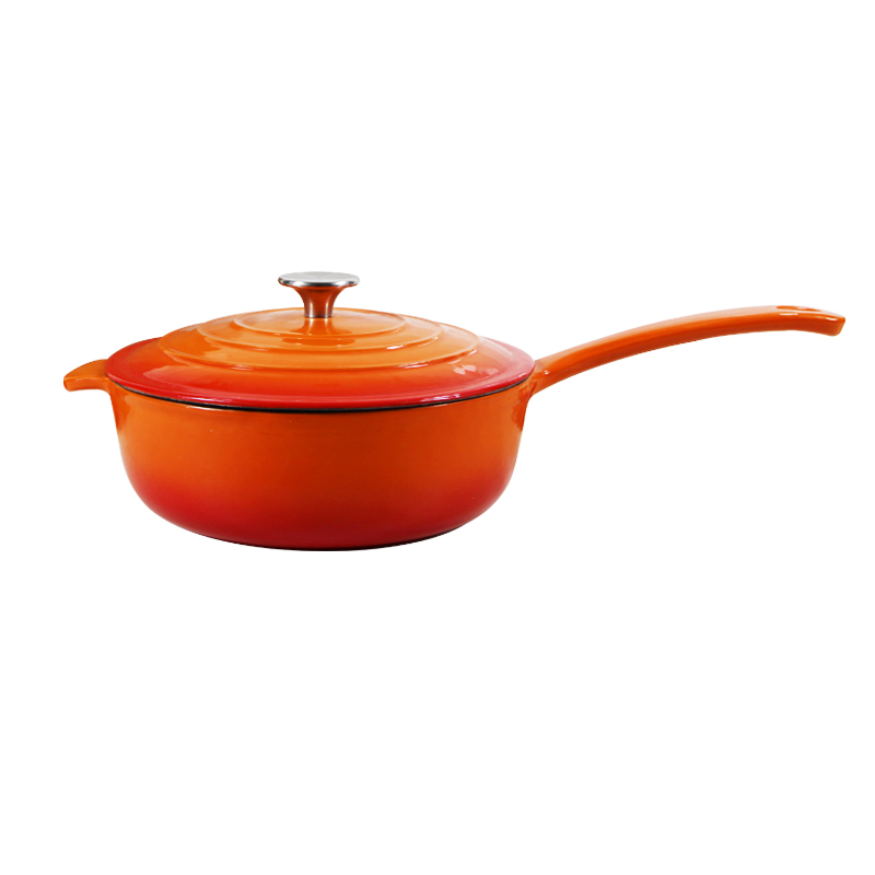 4qt Cookwin Orange Cast Iron Enamel Saucepan with Stainless Steel Knob Soup Pot