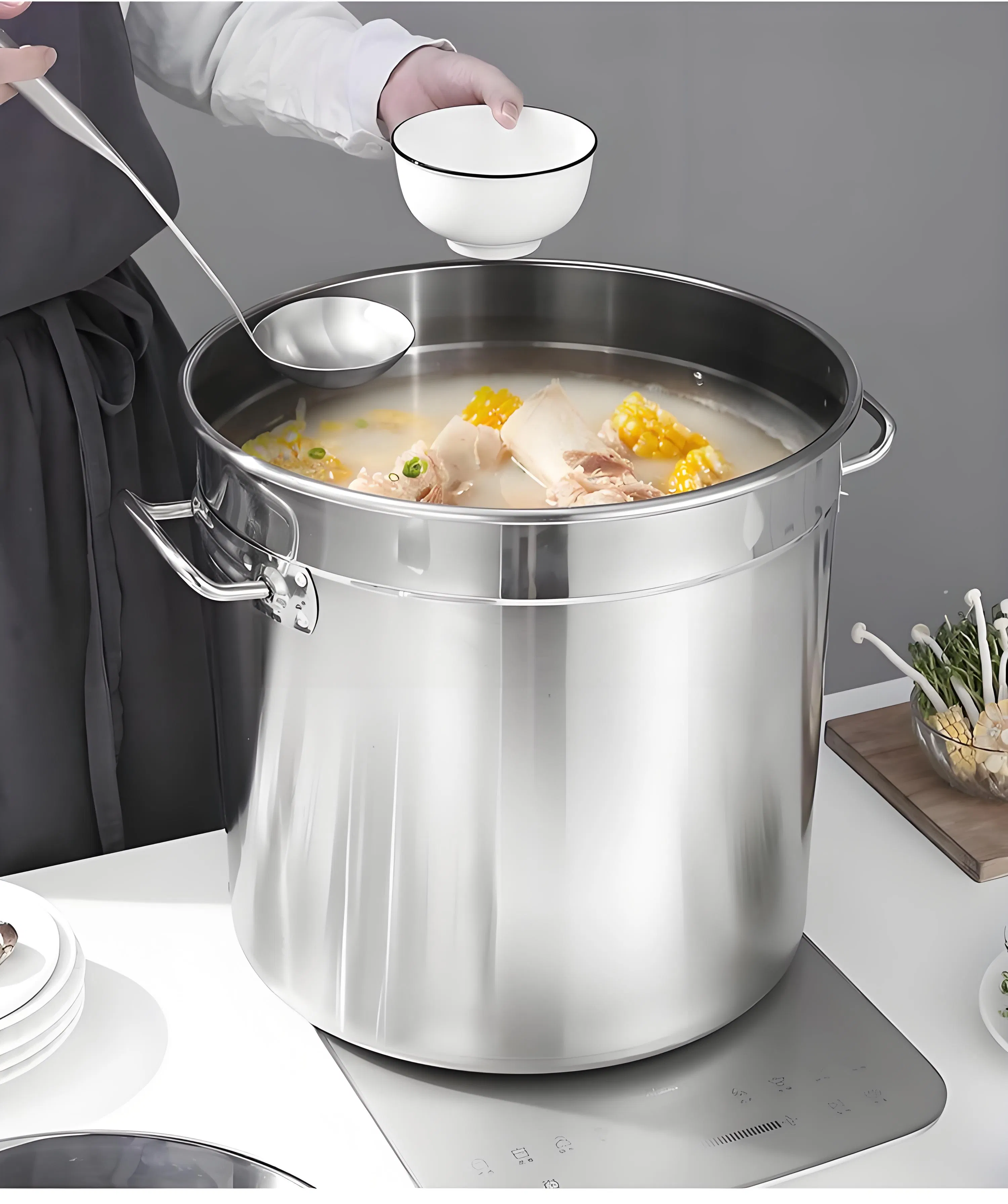 Heavy-Duty Versatile Durable Multi-Use Stainless Steel Stock Pot for Boiling and Stewing Foods