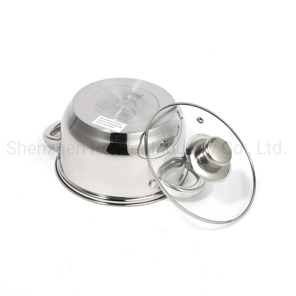 Glass Lid Induction Bottom Stainless Steel Casserole Cooking Pot Cookware