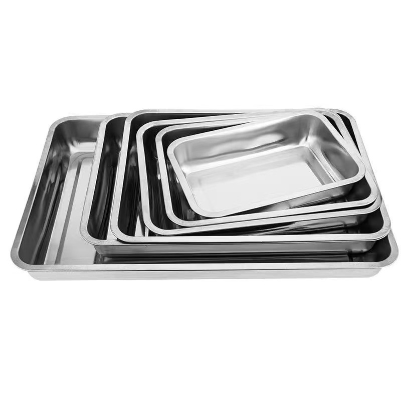 Stainless Steel Rectangular Flat-Bottom Baking Pan - Suitable for Roasting Baking