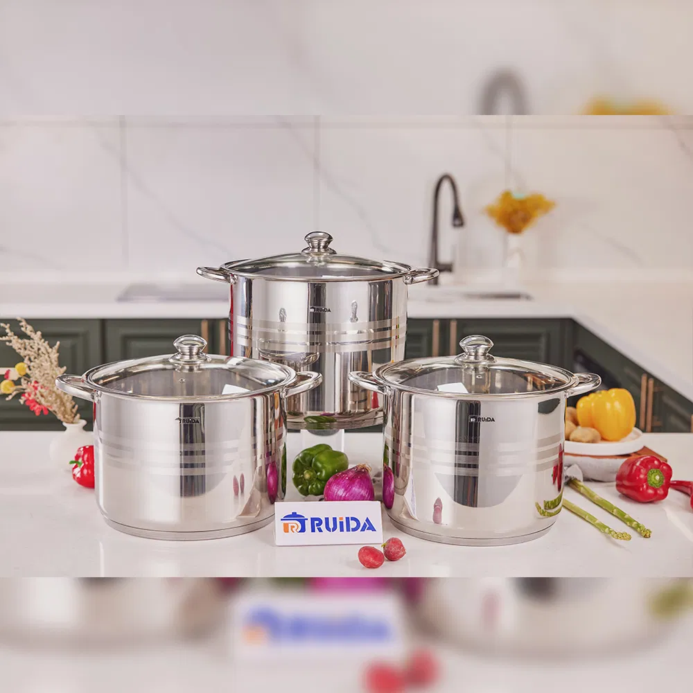Wholesale Big Capacity 6 PCS Stock Pot Stainless Steel 201