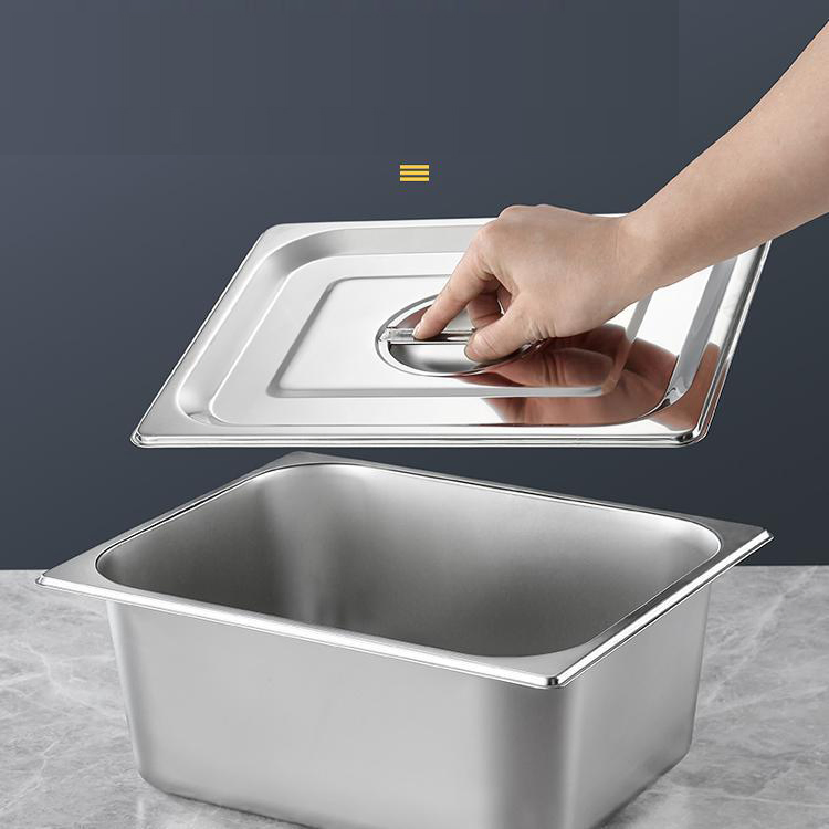 Stainless Steel Fast Food Rectangular Food Pan with Lid