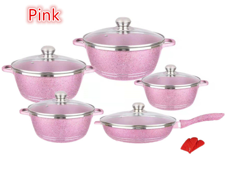 Kitchen Nonstick Pots and Pans Set Non-Stick Aluminum Cookware Set with Ceramic Coating Pots and Frying Pans Dishwasher Safe