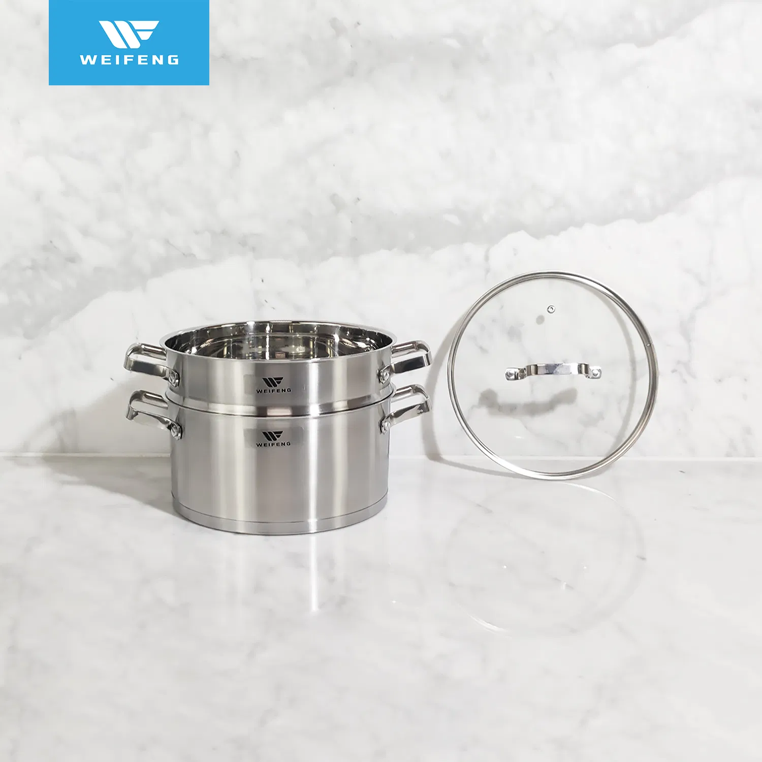 Kitchen Utensils 8PCS Satin Finished Stainless Steel Cookware Set with Steamer