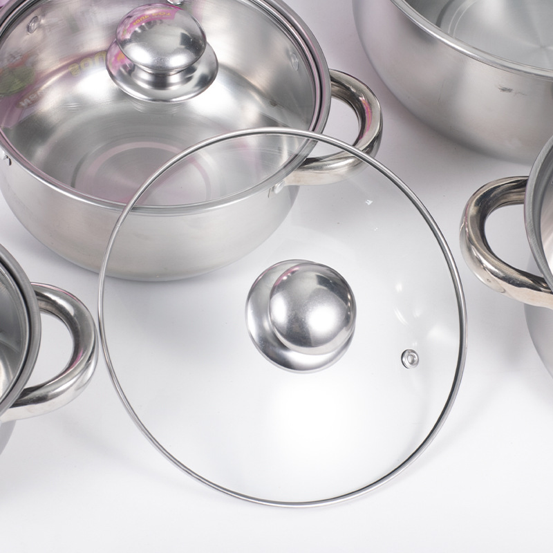 Factory Stainless Steel Cooking Pot Set Induction Bottom Casserole Saucepan with Golden Handles for Gas Stove for Home Use Premium Kitchen Cookware Set