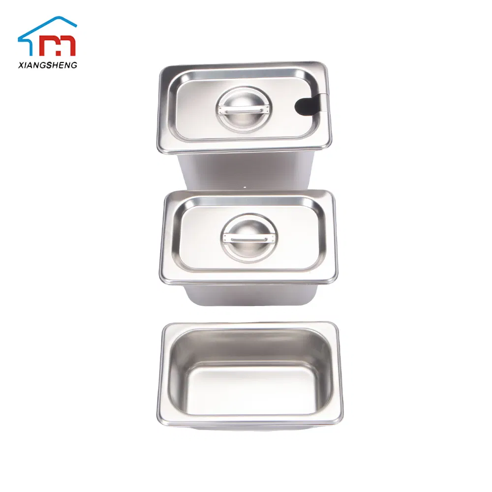 Xiangsheng 1/6 Size Silver Stainless Steel Gn Pan Hotel Freezer Gastronomy Container