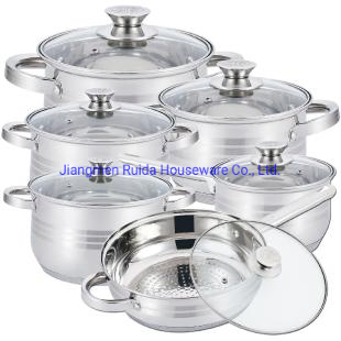 Induction Capsule Bottom Cooking Pot 12PCS Stainless Steel Cookware Kitchenware Set