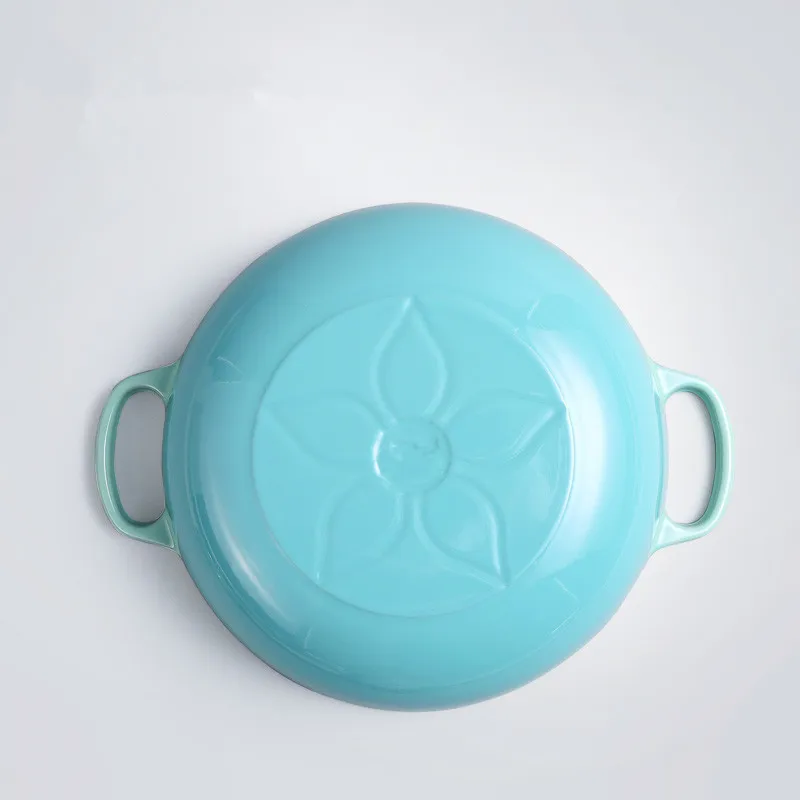 Color Cast Iron Enamel Shallow Dutch Oven-30cm