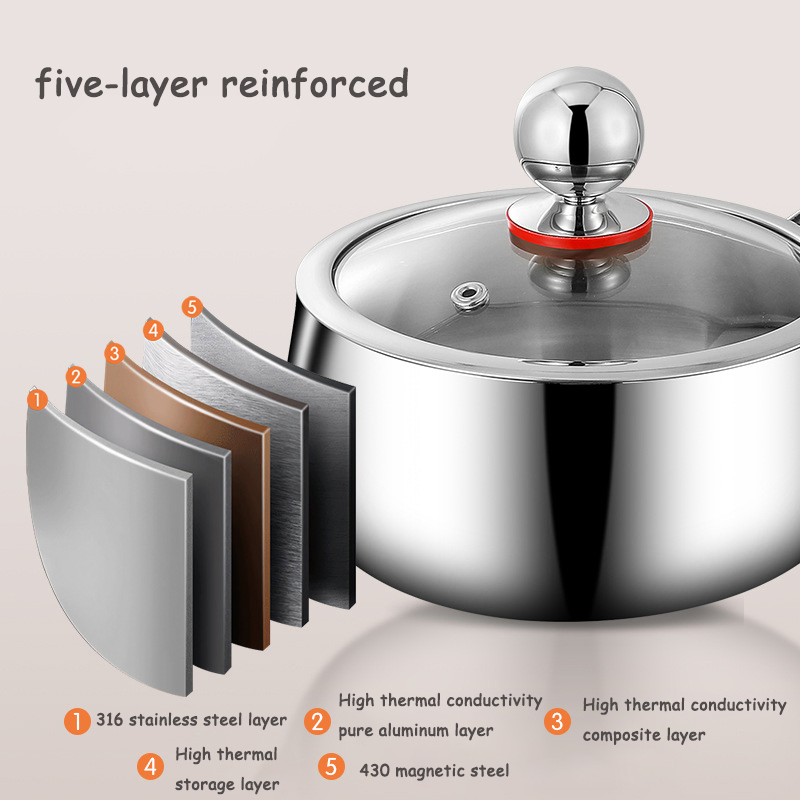 Food Grade 3 Layer Steel Snow Pan Milk Pot Soup Pot Steamer for Home Cooking Baby Food