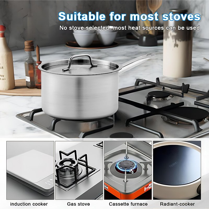 Daosheng Ex-Factory Price Stainless Steel Non Stick 304 with Stay-Cool Steel Handle and Lid Sauce Pot Sauce Pan