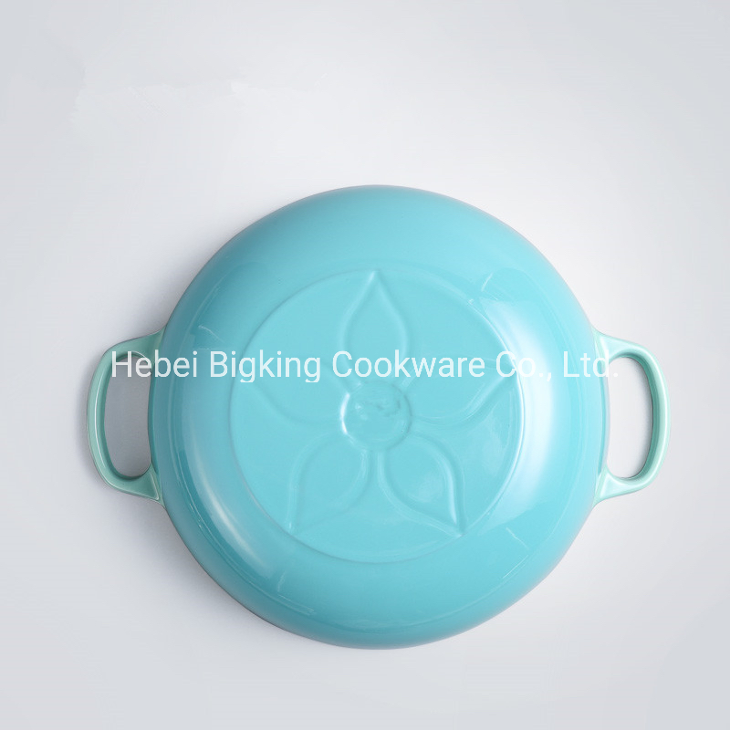 Color Cast Iron Enamel Shallow Dutch Oven-30cm