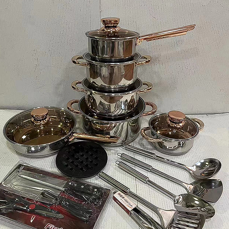 Stainless Steel Cookware Set 35PCS Pot Set with Multi-Layer Bottom
