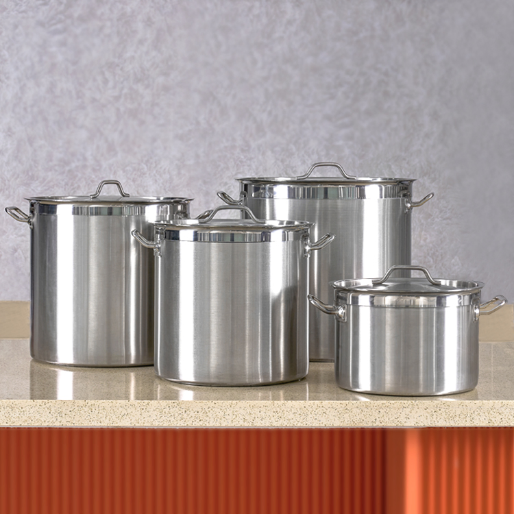Daosheng Commercial Restaurants Hotels Food Service 30L 50L Stainless Steel Large Pasta Stew Cooking Pot Set Soup Stock Pots