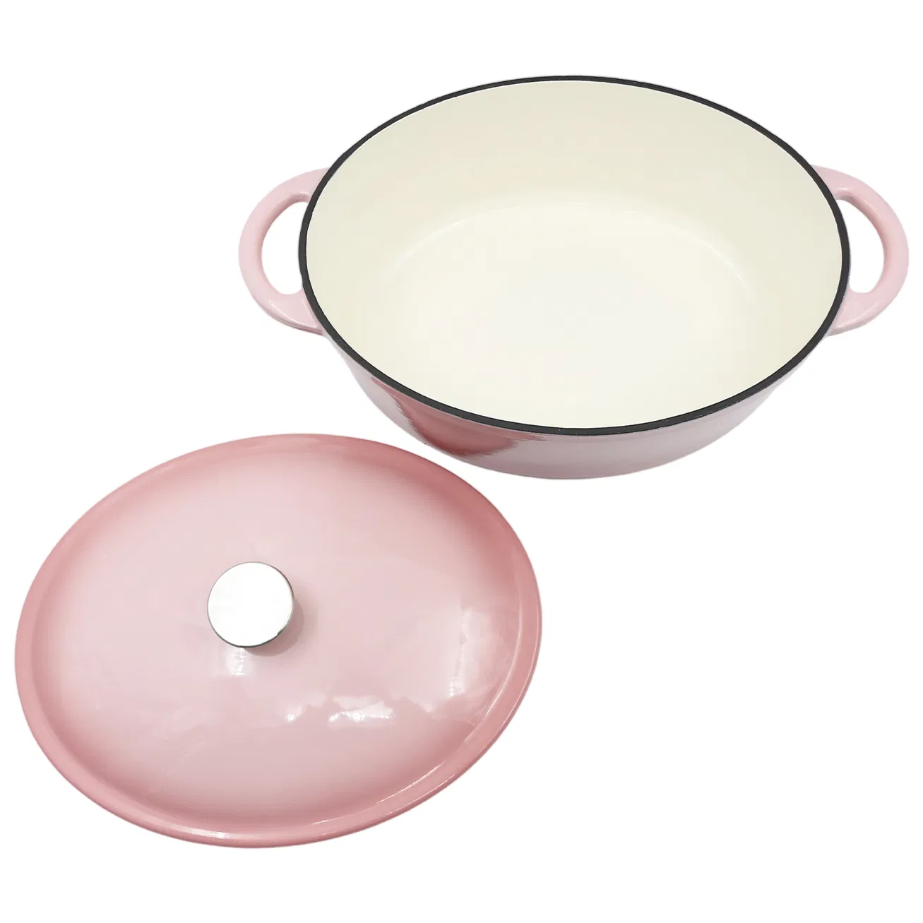 Pink Enameled Cast Iron Dutch Oven with Stainless Steel Knob