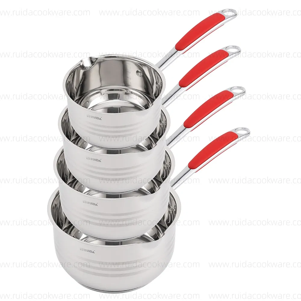 4PCS Stainless Steel Sauce Pan 4 Capacity with Strong Handle